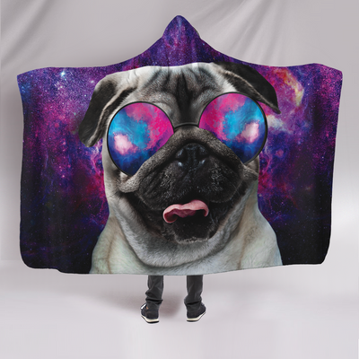 Cool Space Pug Hooded Blanket