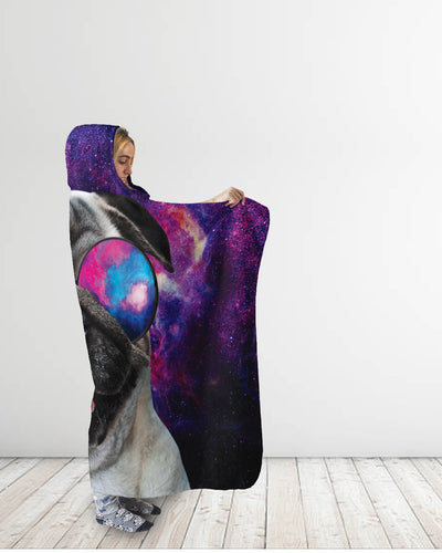 Cool Space Pug Hooded Blanket