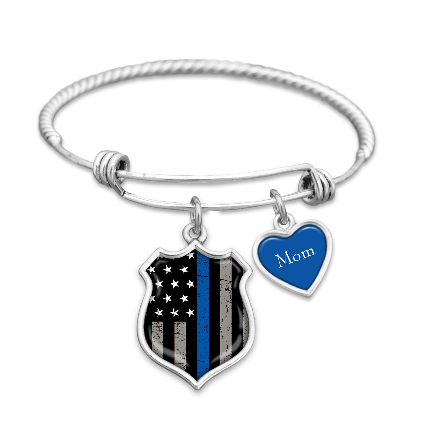 Thin Blue Line Police Personalized Charm Bracelet