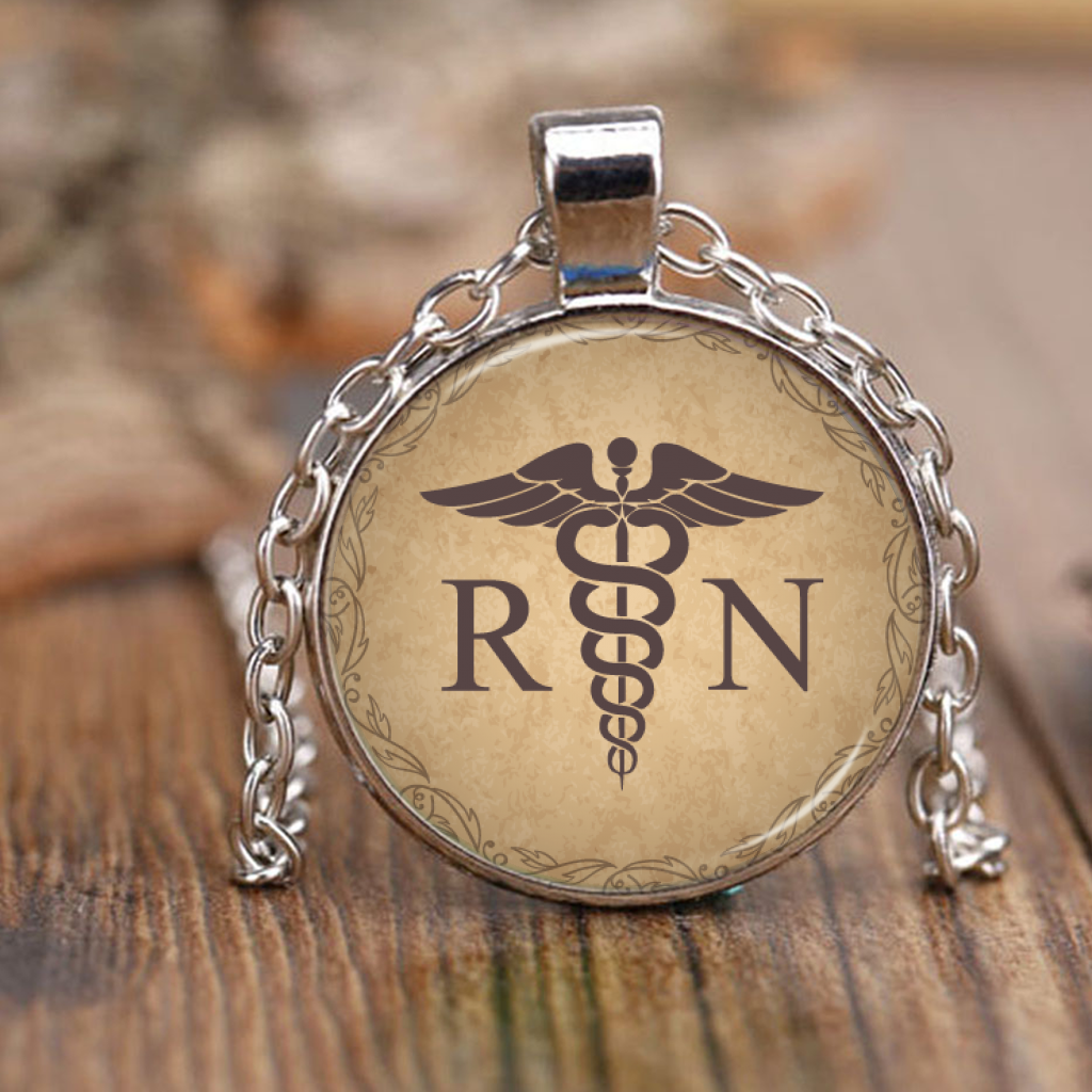 Vintage RN Caduceus Circle Pendant Necklace
