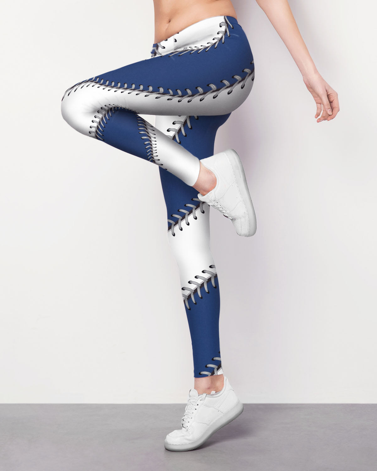 Blue & White Baseball Stitch Leggings – Brave New Look