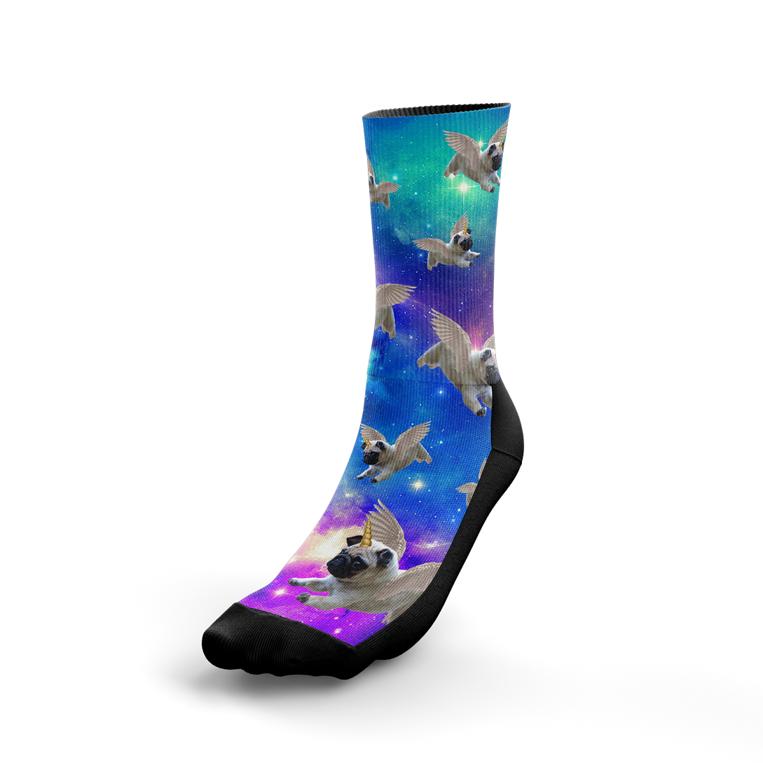 Unicorn Pug Galaxy Crew Socks