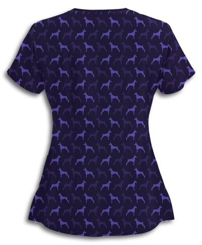 Purple Dobermans Scrub Top
