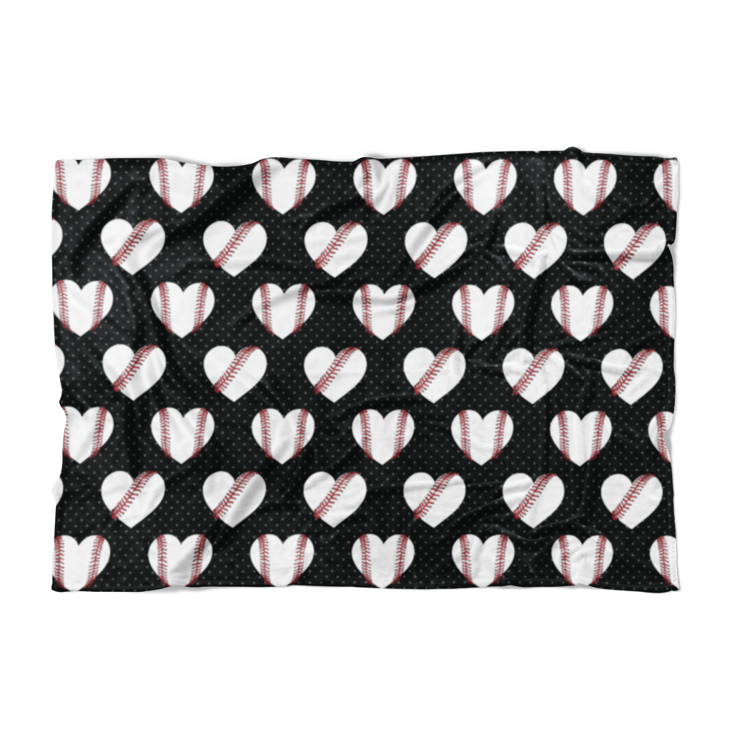 Baseball Heart Pattern Fleece Blanket
