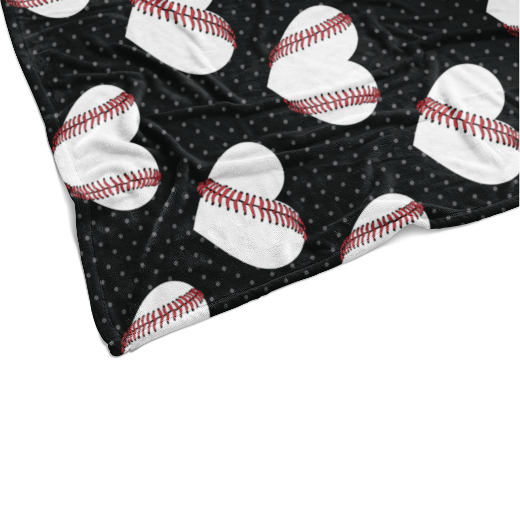Baseball Heart Pattern Fleece Blanket