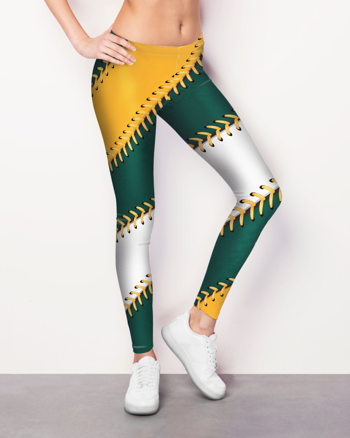 Green & Yellow Baseball Stitch Leggings