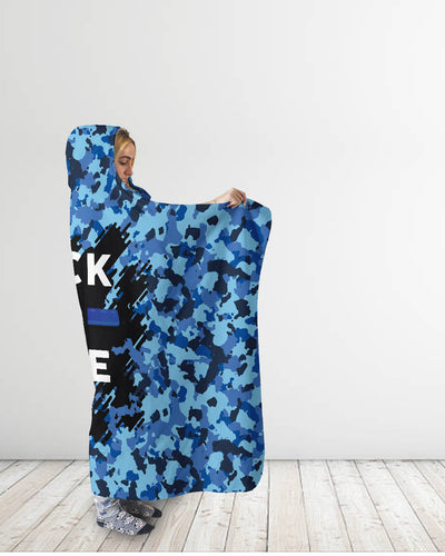 Camo Back The Blue Hooded Blanket