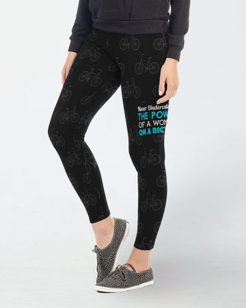 Never Underestimate The Power Of A Woman On A Bicycle Leggings