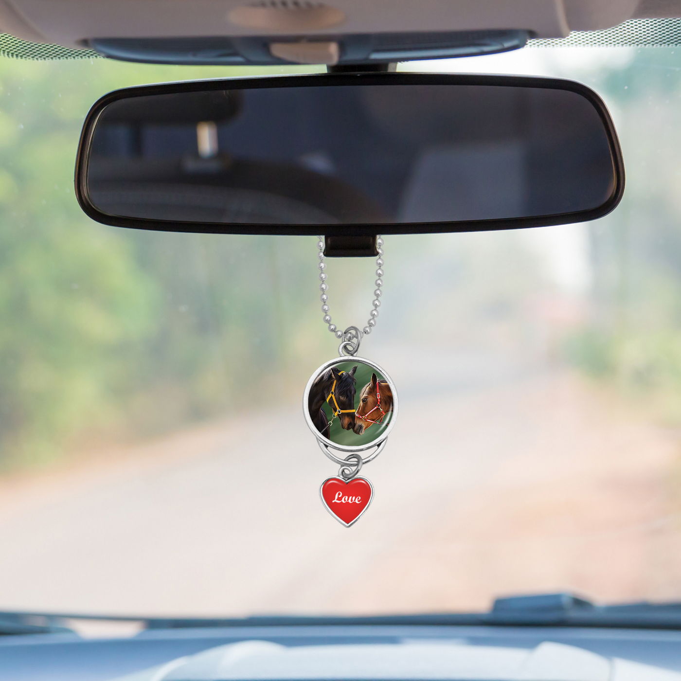 Nuzzling Horses Rearview Mirror Charm