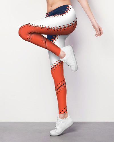 Orange & Navy Baseball Stitch Leggings