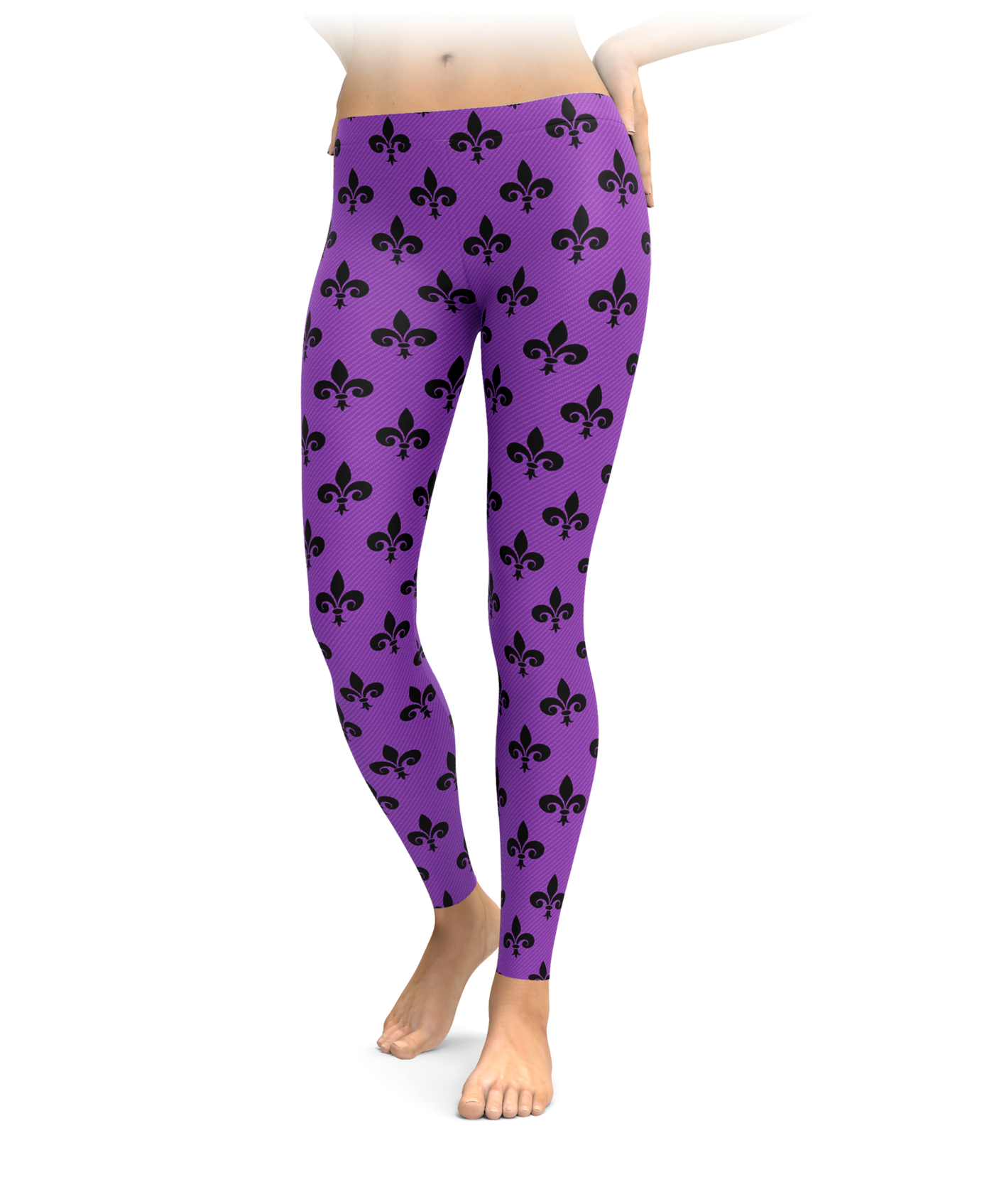 Purple & Black Fleur-De-Lis Leggings