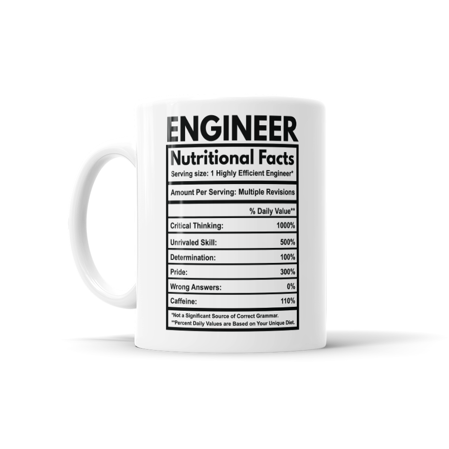 Engineer Nutritional Facts Coffee Mug