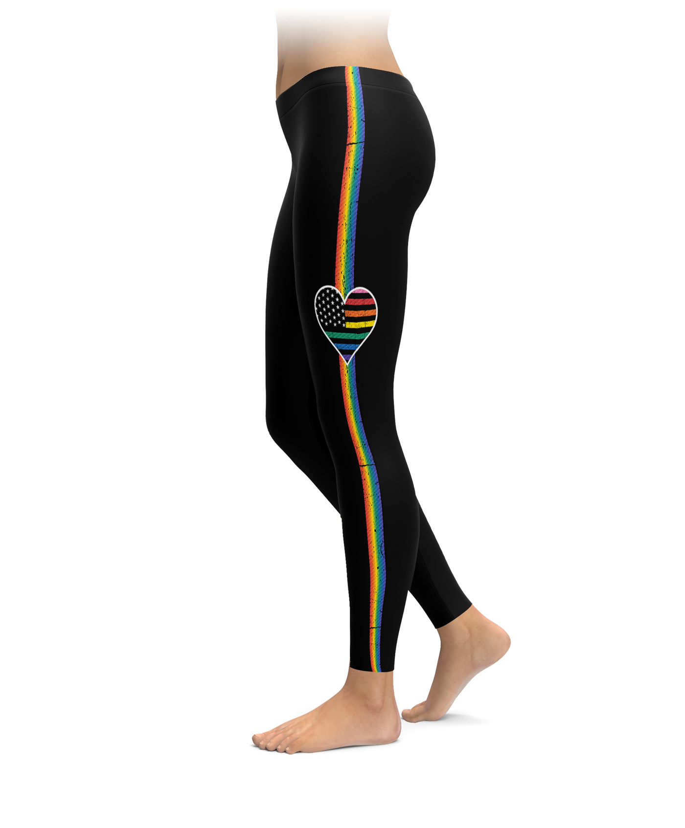 Rainbow Heart Stripe Leggings