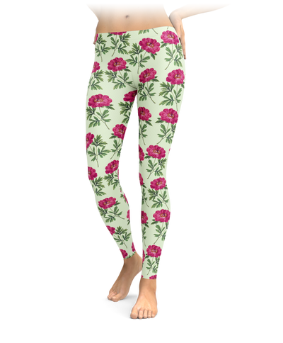 Green & Pink Floral Leggings