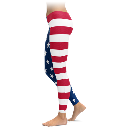 Patriotic Stars & Horizontal Stripes Leggings