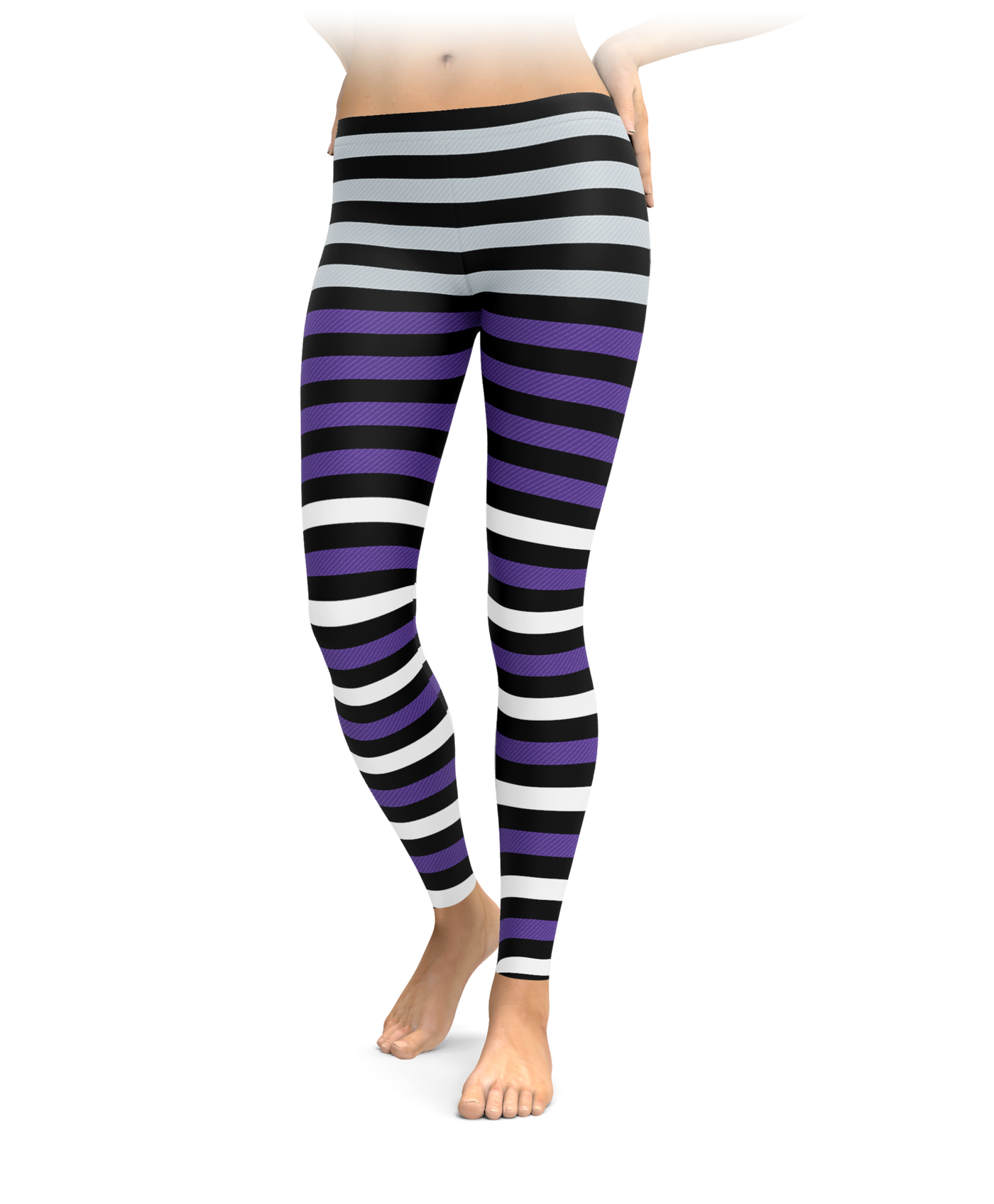 Black & Purple Striped Leggings