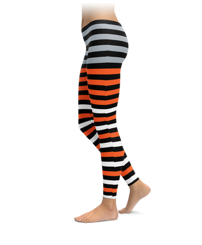 Black & Orange Striped Leggings