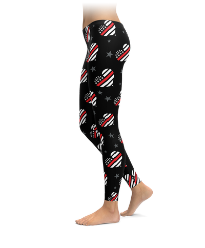 Thin Red Line Hearts Leggings