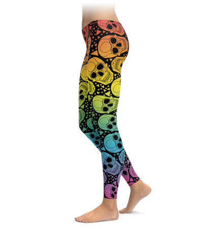 Rainbow Triangles & Skulls Leggings