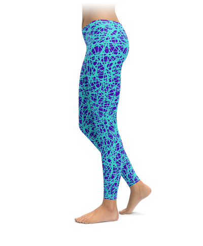 Purple and Turquoise Scribble Leggings