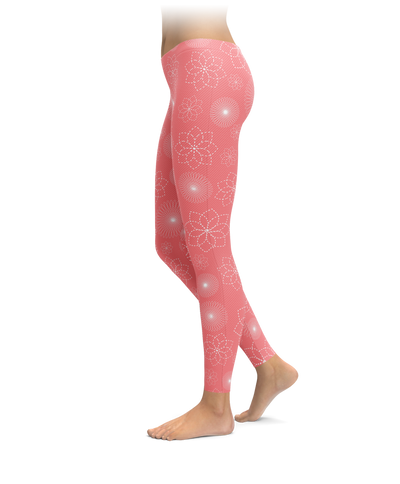 Pink Floral Outline Leggings