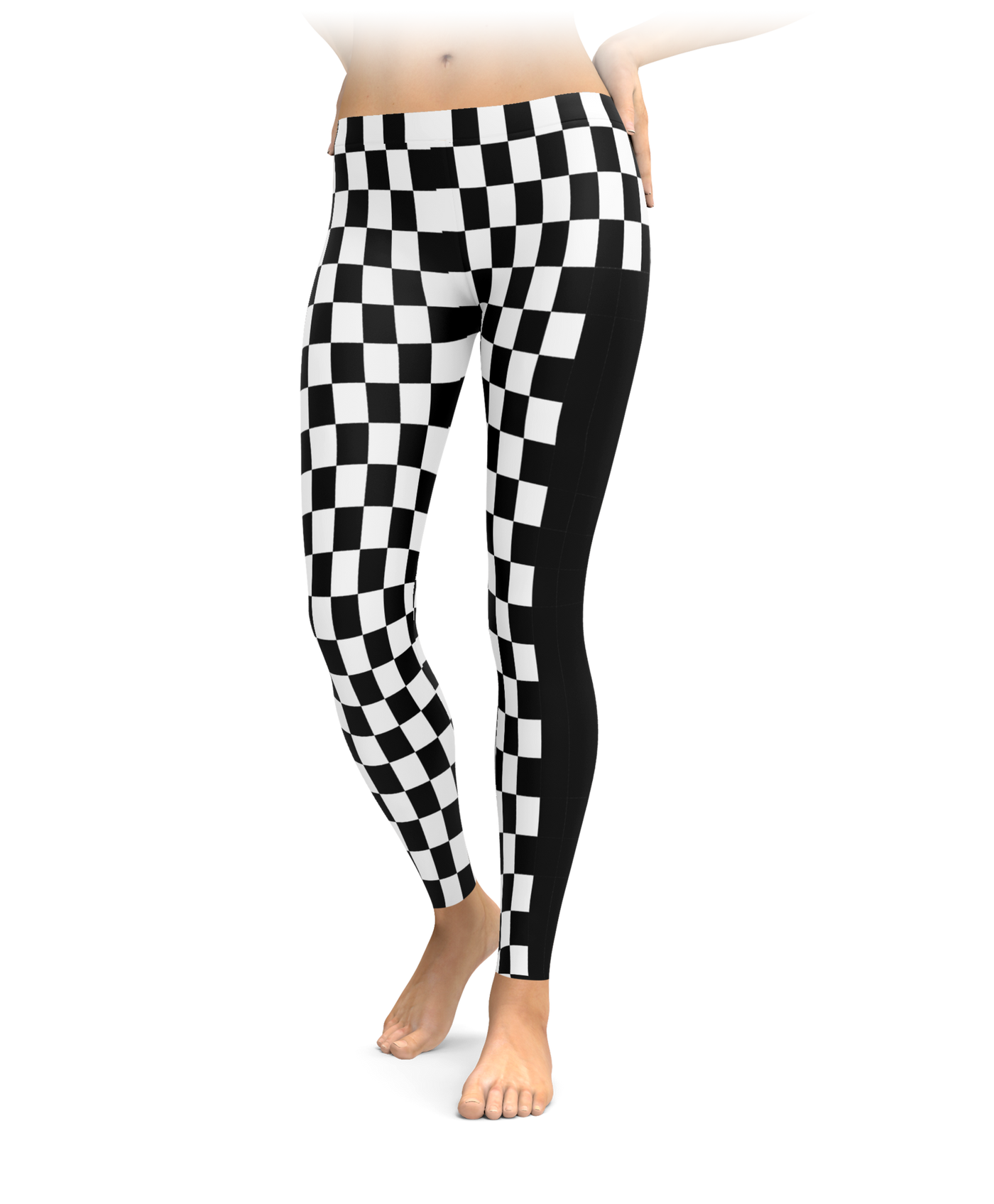 Checkered Flag Racing Stripe Leggings