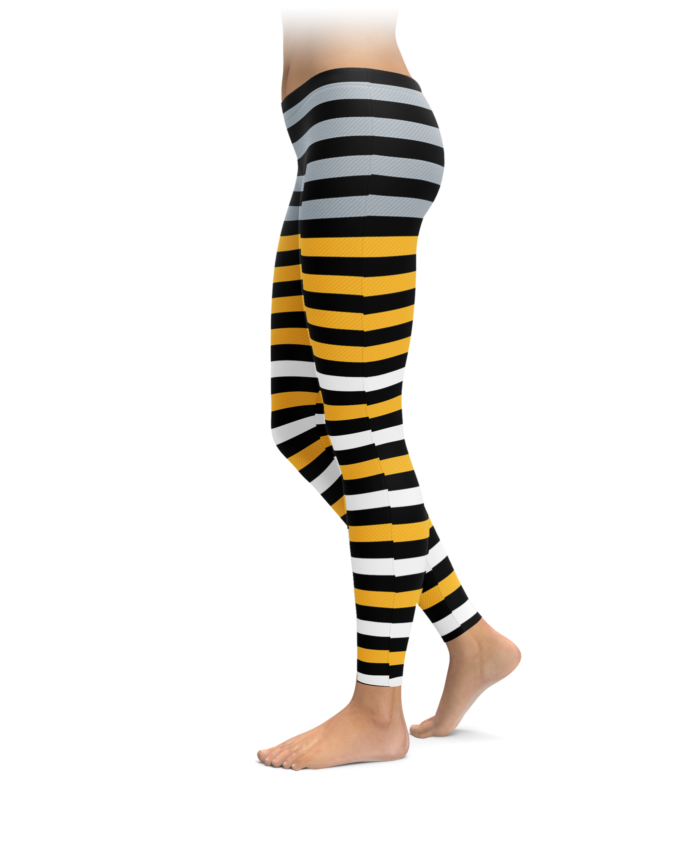 Black & Yellow Striped Leggings