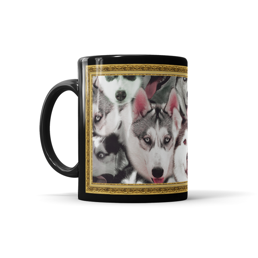Lots Of Huskies On A Coffee Mug