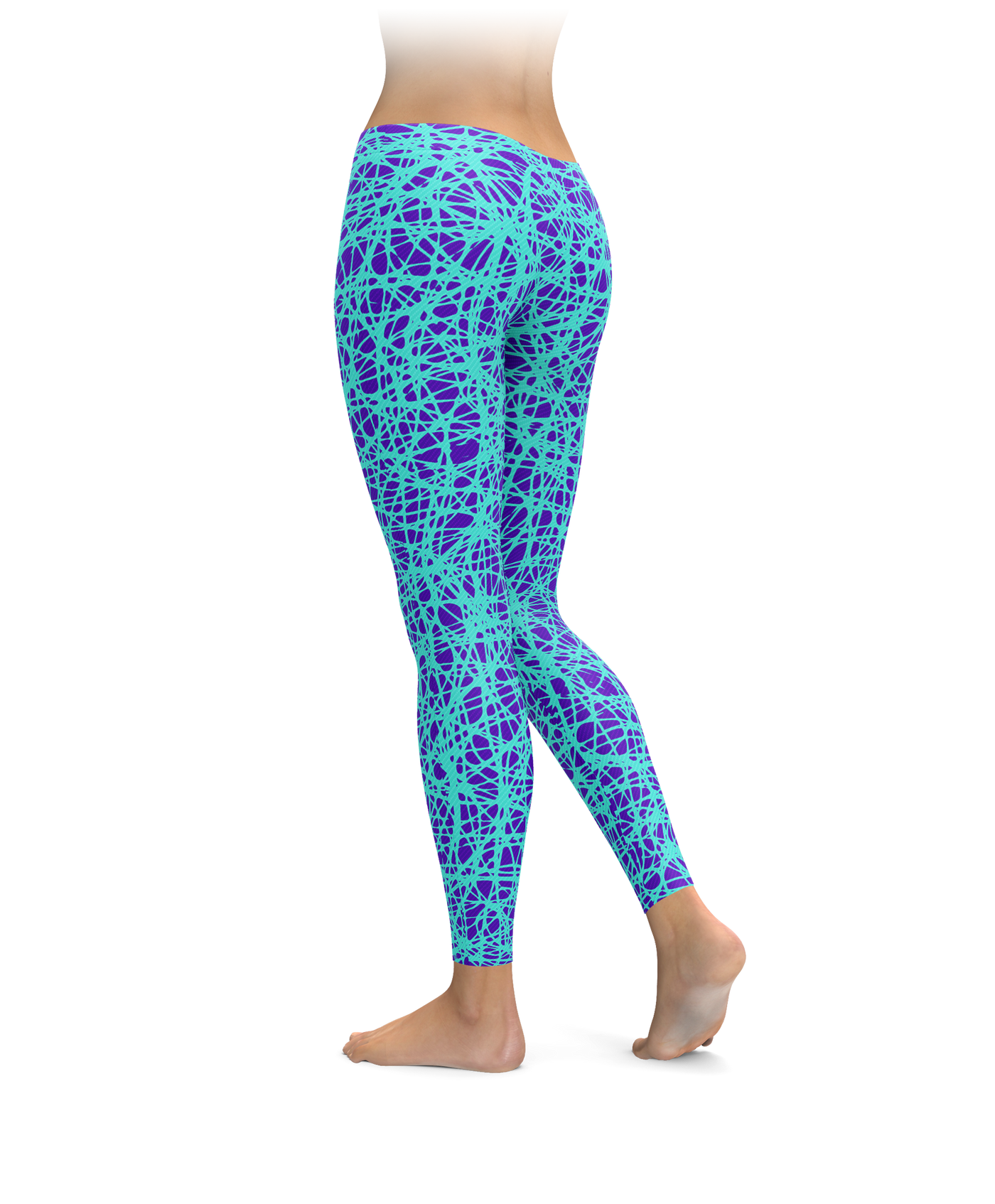 Purple and Turquoise Scribble Leggings