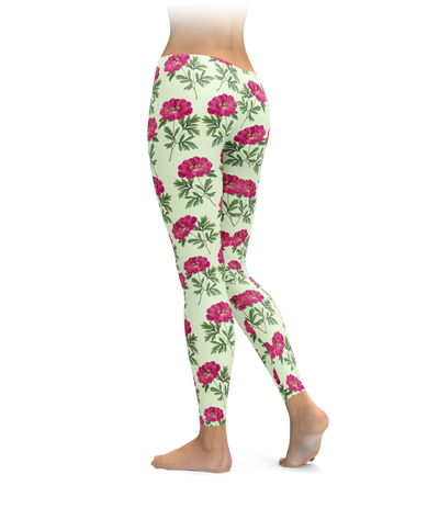 Green & Pink Floral Leggings
