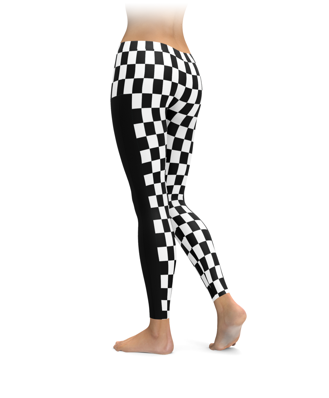 Checkered Flag Racing Stripe Leggings