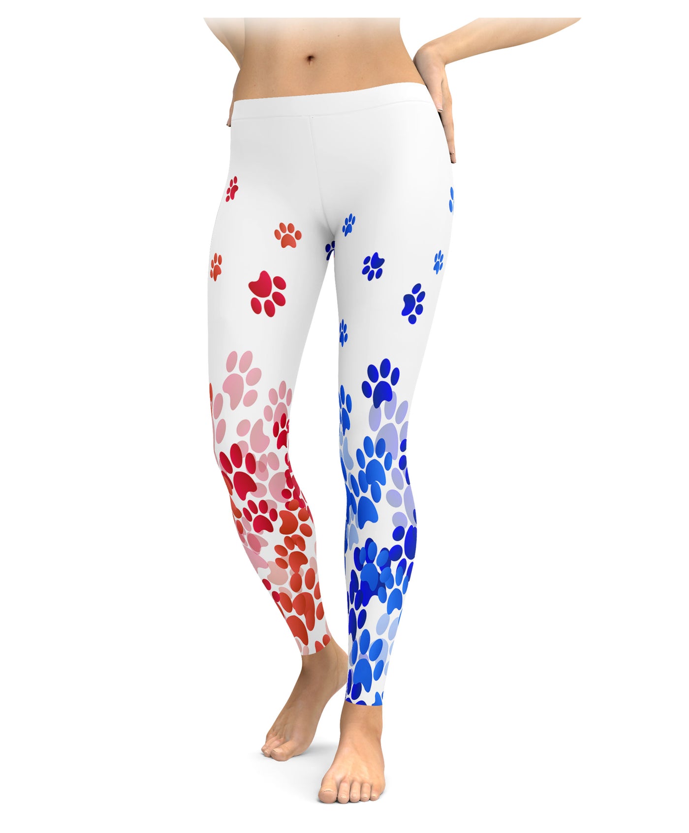 Red, White, and Blue Paw Print Leggings