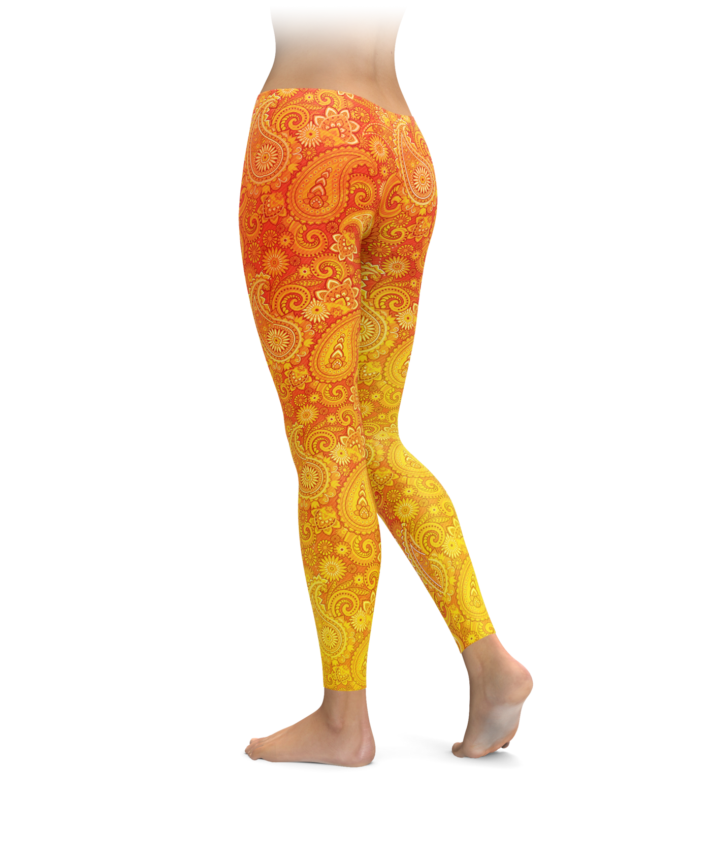 Orange & Gold Paisley Leggings