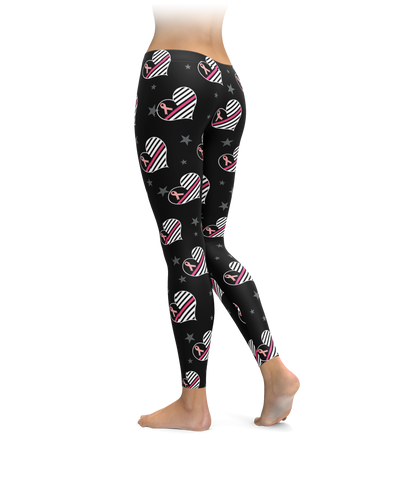 Thin Pink Line Heart Breast Cancer Awareness Leggings