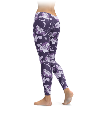 Dark Purple Floral Leggings