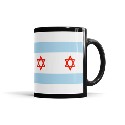 Jewish Chicago Flag Coffee Mugs