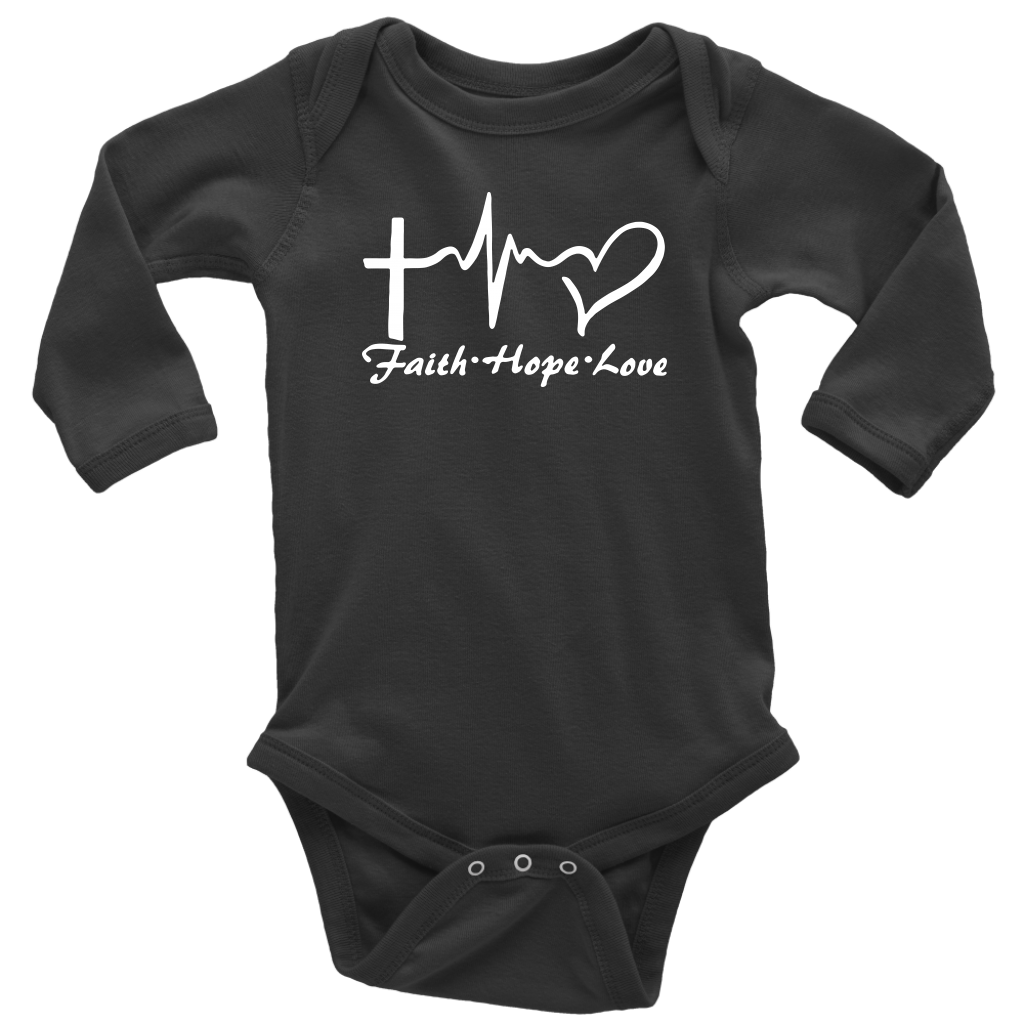 Faith, Hope, Love Long Sleeve Baby Bodysuit